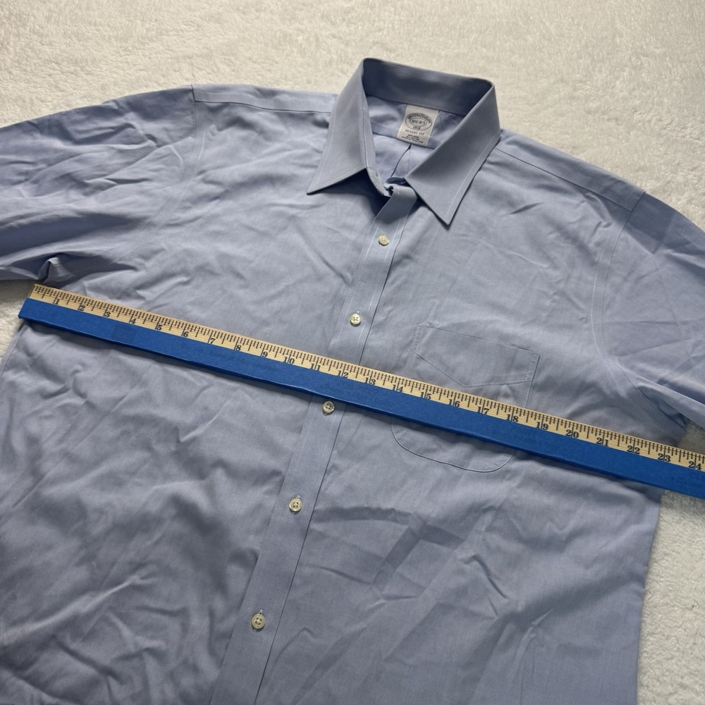 Brooks Brothers Dress Shirt Mens 16.5 34/35 Blue Regent Fit Non-Iron 1818 Cotton - Picture 3 of 7
